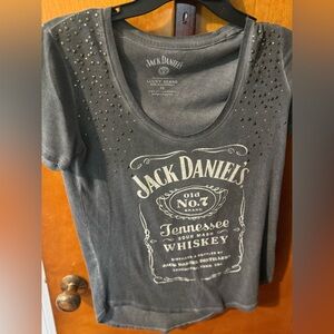 Lucky Brand Gray Studded Jack Daniel's Tee